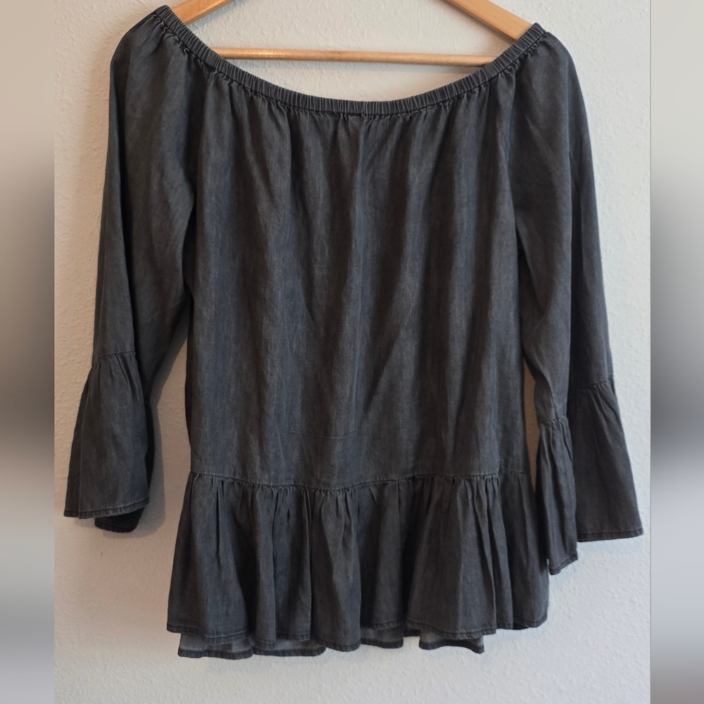 Women's Off-Shoulder Faded Black Color Top - Picture 5 of 5